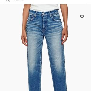 Moussy Distressed Blue Straight Leg Jeans Rutherford Straight Leg